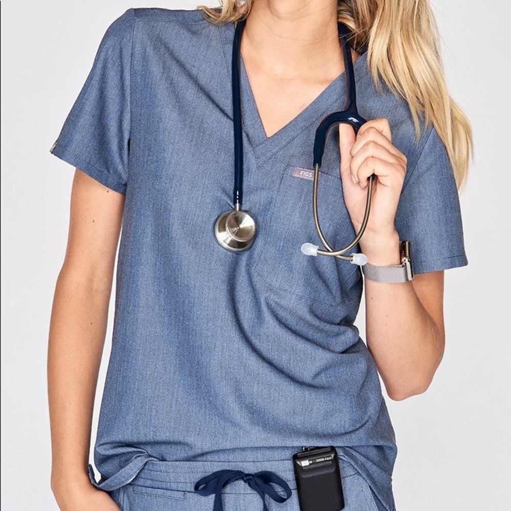 Figs limited edition denim scrub top worn twice